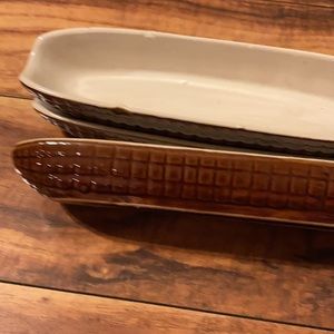 Set of 3 Ceramic Vintage Corn on the Cob Dishes Made in Taiwan